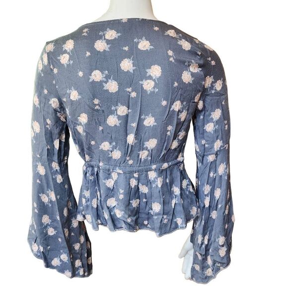 Don't Ask Why Blue & Pink Floral Tie Front Jacket (OS) - Picture 4 of 5